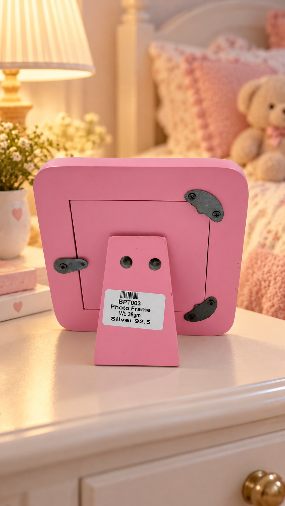 Pink Silver Photo Frame for Baby – Pink Frame Back in Cozy Nursery Decor