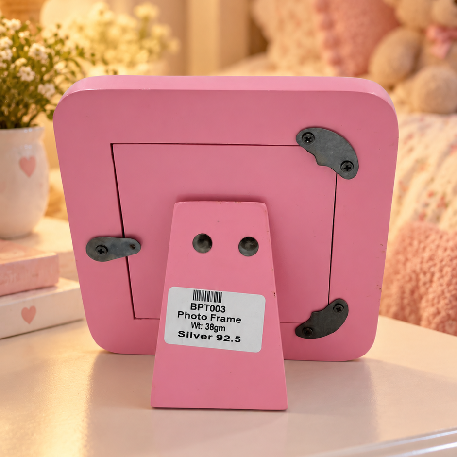 Pink Silver Photo Frame for Baby – Pink Frame Back in Cozy Nursery Decor