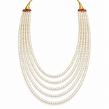 Men's Ivory Pearl-Finish Layered Mala Necklace with Golden Dori