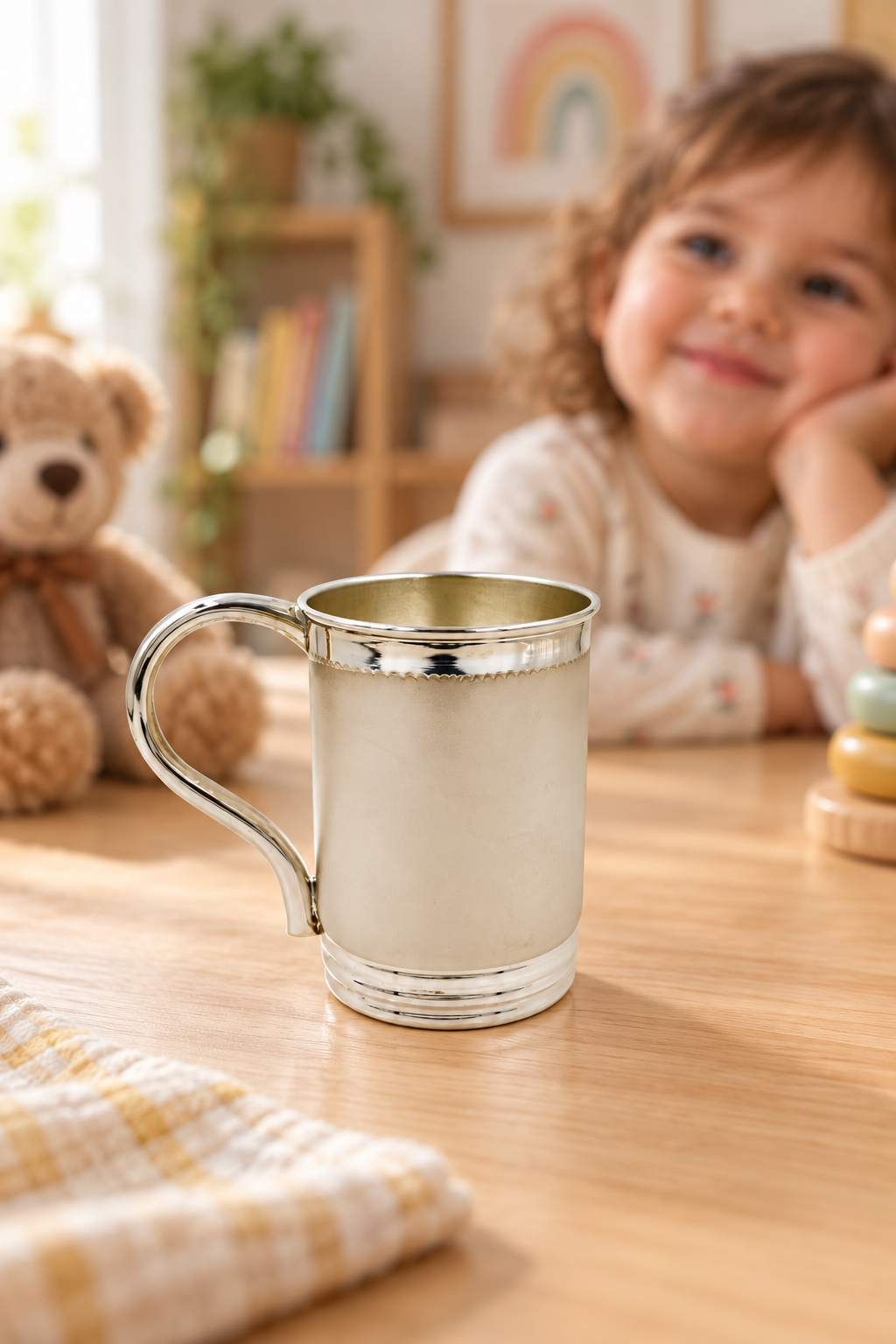 Lion Silver Cup for Kids – Shimmering Cup in a Cosy Nursery