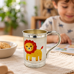 Lion Silver Cup for Kids – Cozy Lion Mug Breakfast Scene