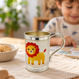 Lion Silver Cup for Kids – Cozy Lion Mug Breakfast Scene