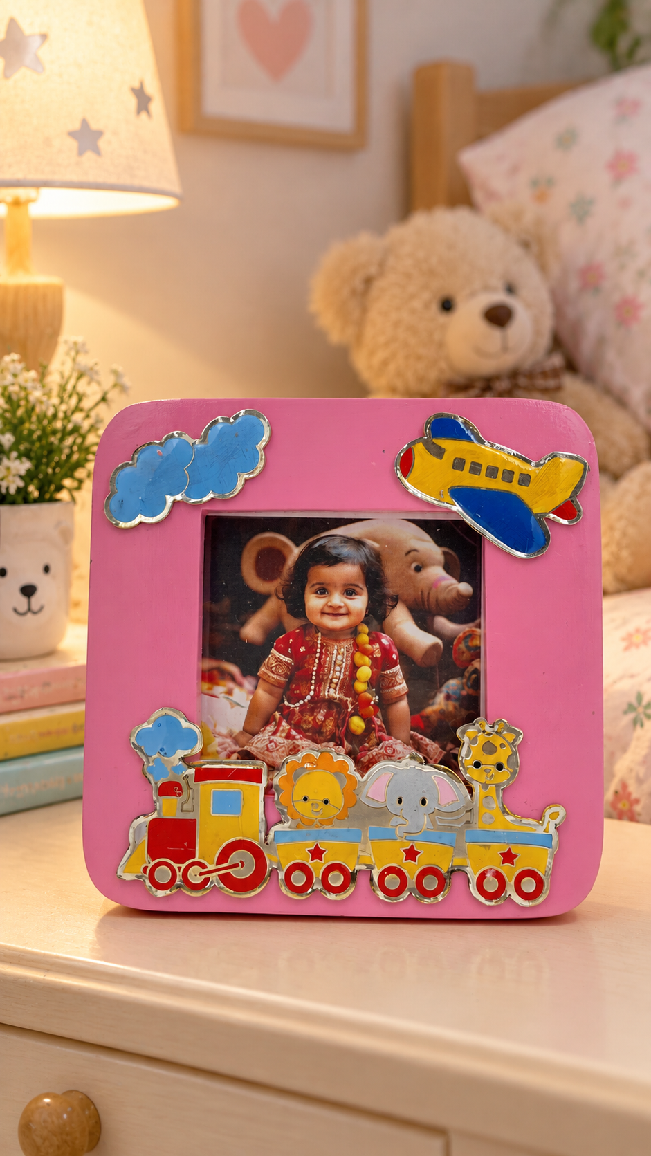 Pink Silver Photo Frame for Baby – Cozy Pink Nursery Photo Frame