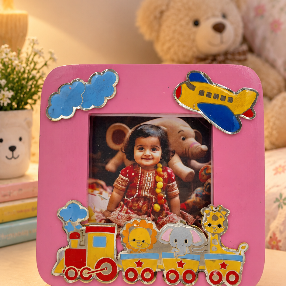 Pink Silver Photo Frame for Baby – Cozy Pink Nursery Photo Frame