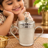 Tom & Jerry Silver Sipper Cup with Handle for Kids – Smiling Girl and Silver Sipper Cup
