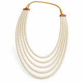 Men's Ivory Pearl-Finish Layered Mala Necklace with Golden Dori