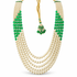 Men's Green Bead & Pearl-Finish Layered Groom Mala