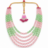 Men's Pastel Pink & Mint Layered Bead Mala Necklace