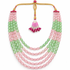 Men's Pastel Pink & Mint Layered Bead Mala Necklace