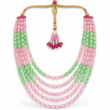 Men's Pastel Pink & Mint Layered Bead Mala Necklace