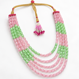 Men's Pastel Pink & Mint Layered Bead Mala Necklace