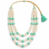 Men's Aqua Textured Bead & Pearl-Finish Multi-Layer Mala