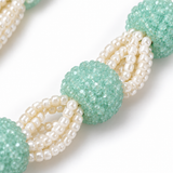 Men's Aqua Textured Bead & Pearl-Finish Multi-Layer Mala