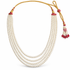 Men's Classic Ivory Pearl-Finish Mala with Red Accent Dori