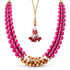 Men's Magenta Bead Statement Mala with Pearl & Mustard Accents