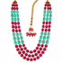 Men's Ruby & Aqua Long Bead Mala with Pearl Spacers