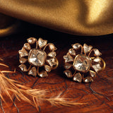 Meher Karan Phool | Uneven Moissanite Polki Western Studs