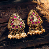 Basra Ke Guche Wale Karan Phool | Patash Work Moissanite & Kempu Earrings