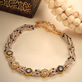 Basra Ka Gajra Gulband | Hexagon Moissanite, Tanzanite & Pearl Choker