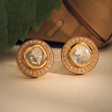 Uneven Moissanite Polki Open Setting Studs (22k Gold Plated)