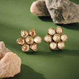 Agni Pushp Karan Phool | Vintage 3D Champagne Moissanite Floral Studs