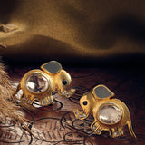 Nanha Gaj Karan Phool | Baby Elephant Meenakari Moissanite Earrings