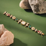 Moissanite Polki & Gemstone Silver Watch