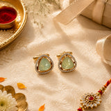 Triangle Green Aventurine Serrated Cufflinks