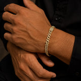 Anti-Tarnish Mixed Metal CZ Gold Cuban Bracelet for Men