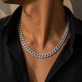 Anti-Tarnish Mixed Metal CZ Cuban Chain Necklace for Men