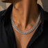 Anti-Tarnish Mixed Metal CZ Cuban Chain Necklace for Men