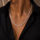 Anti-Tarnish Mixed Metal CZ Tennis Necklace for Men
