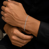 Anti-Tarnish Mixed Metal Classic CZ Thin Tennis Bracelet for Men