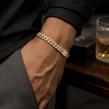 Anti-Tarnish Mixed Metal CZ Gold Cuban Bracelet for Men