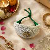 Floral Cheed Bead Hath Pochi
