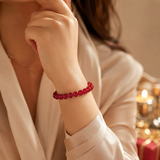 Crimson Carnelian Beaded Men's Bracelet