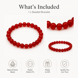 Crimson Carnelian Beaded Men's Bracelet