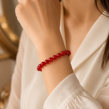 Crimson Carnelian Beaded Men's Bracelet