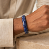 Midnight Blue Grid Men's Cuff Bracelet
