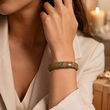 Moss Coral Grid Men's Cuff Bracelet
