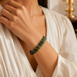 Forest Jade Grid Men's Cuff Bracelet