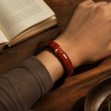 Crimson Grid Men's Cuff Bracelet