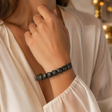 Graphite Coin-Bead Men's Bracelet